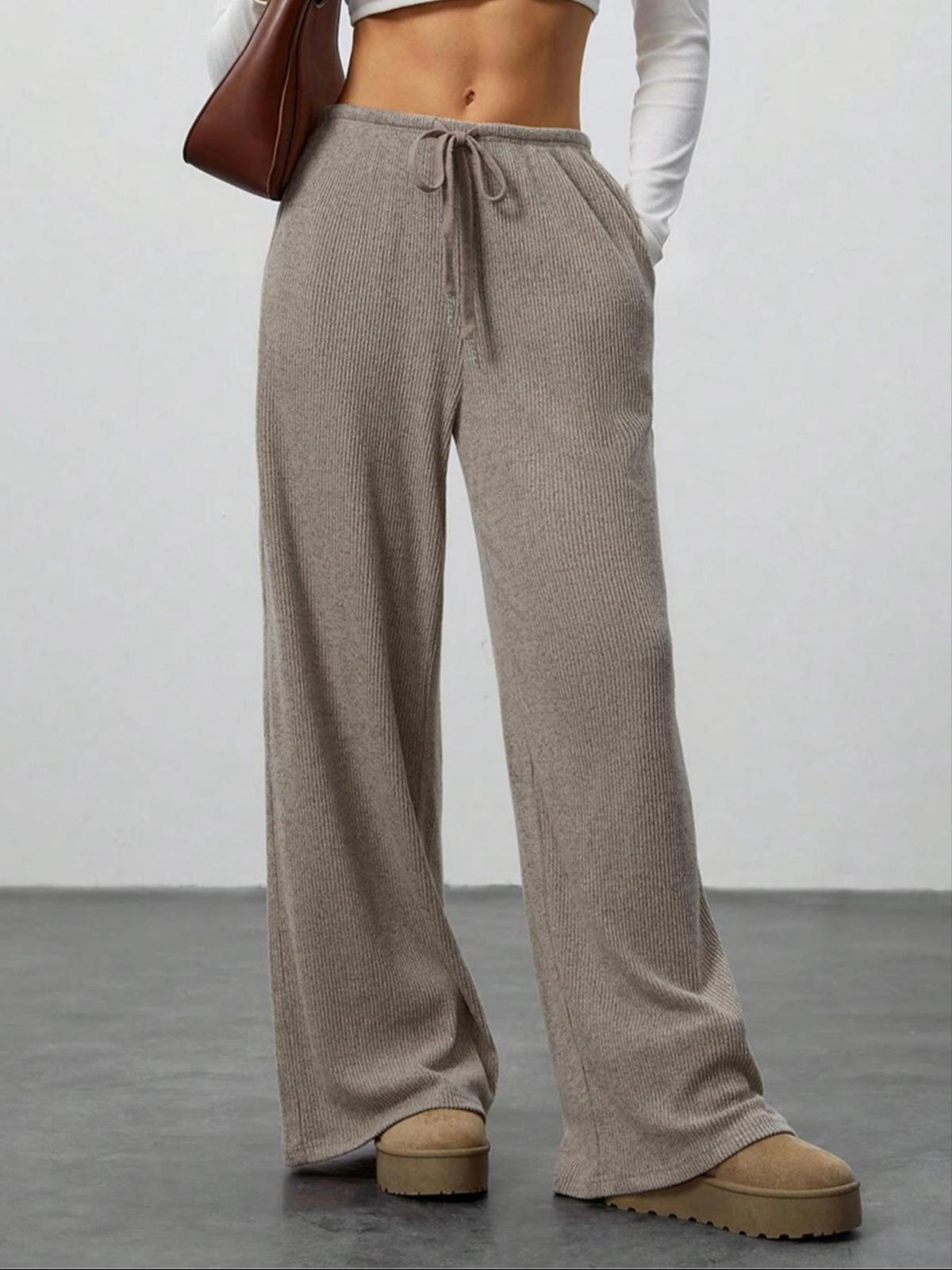 Pantalon Large Côtelé Femme