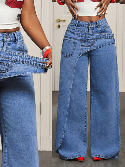 Jean Large à Taille Croisée