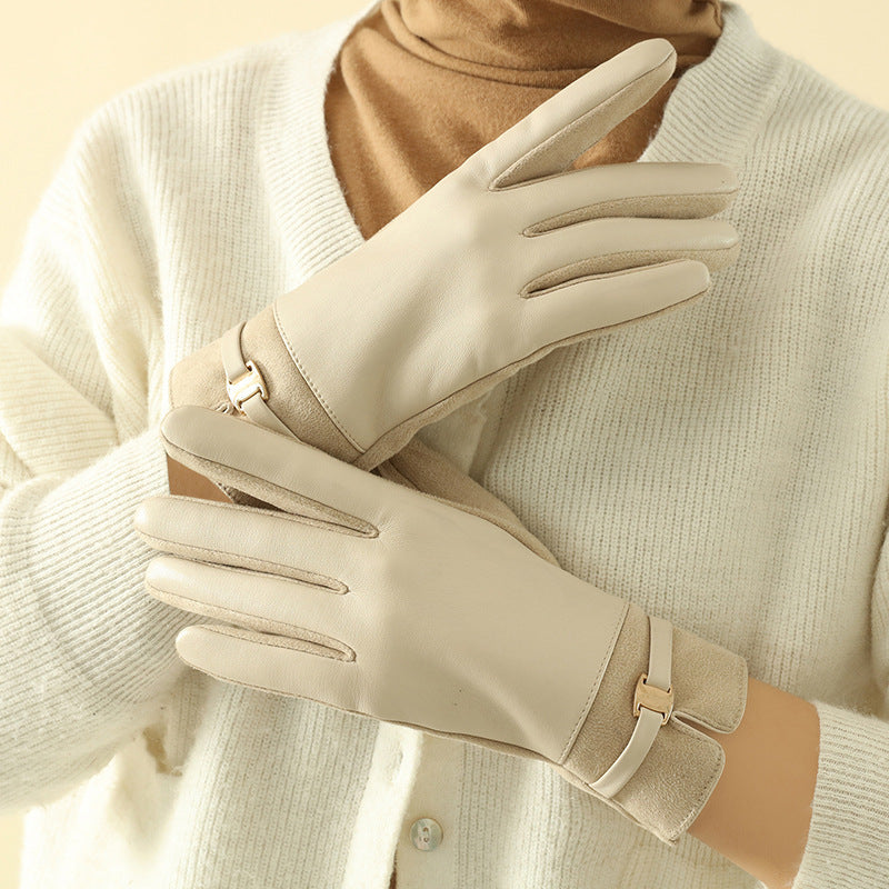 ODETTE | Gants à Revers et Boucle Dorée