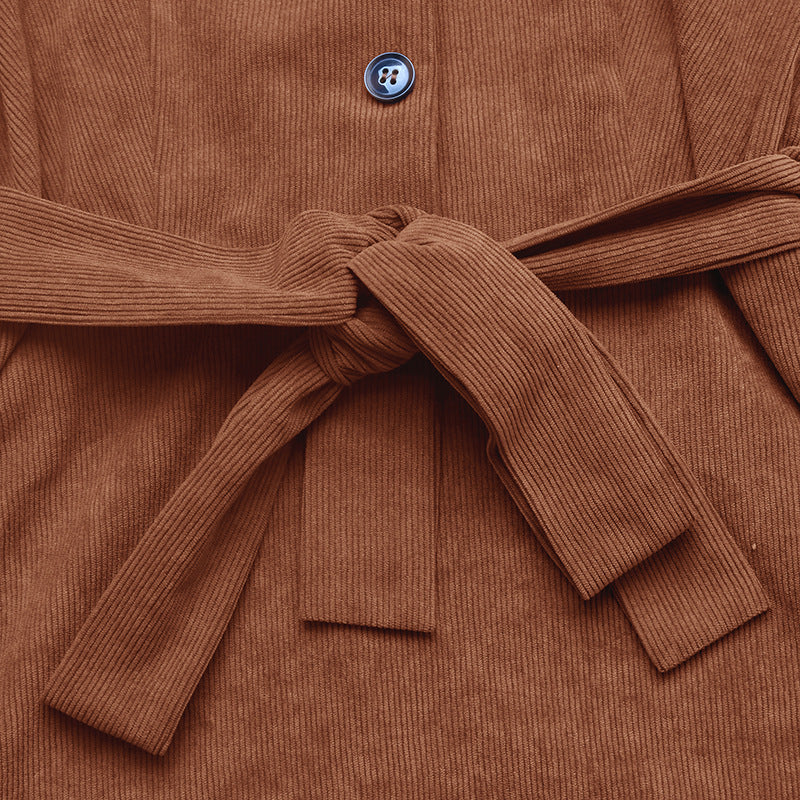 BÉRÉNICE | Robe Midi Côtelée Ceinturée