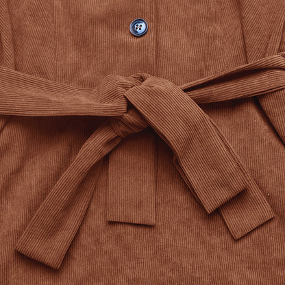 BÉRÉNICE | Robe Midi Côtelée Ceinturée