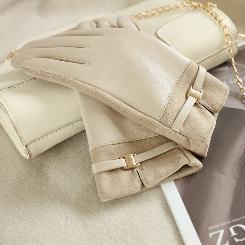 ODETTE | Gants à Revers et Boucle Dorée