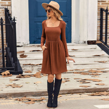 ISAURE | Robe Évasée Col Carré