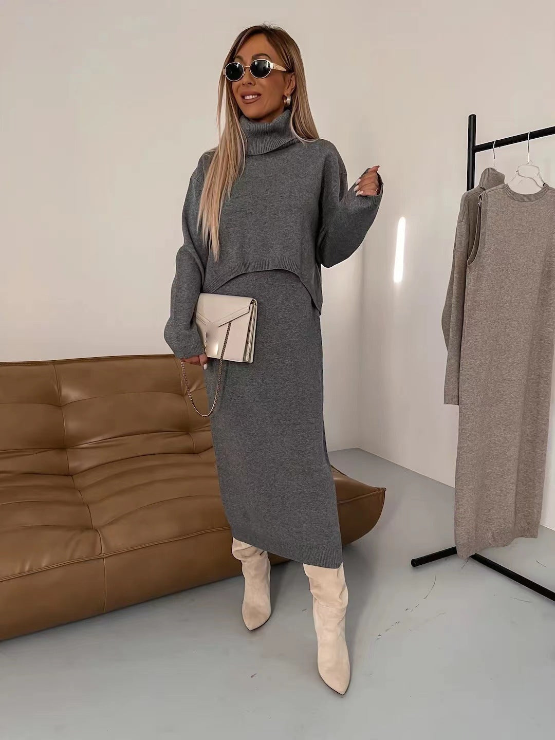 LOUANE ensemble maille gris